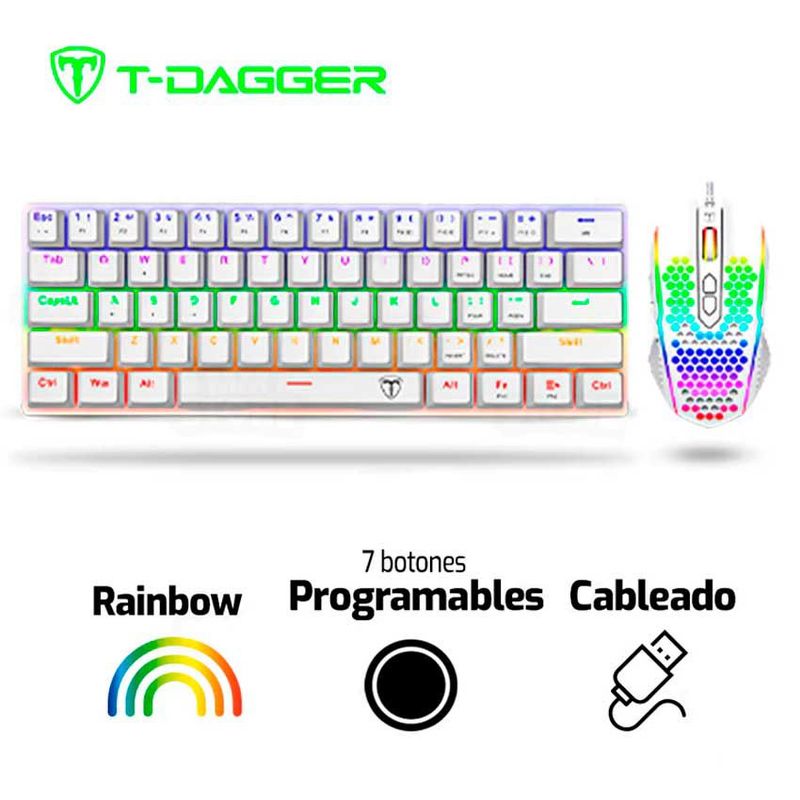 T-DAGGER - Combo T-DAGGER MAIN FORCE T-TGS008 Teclado + Mouse Blanco