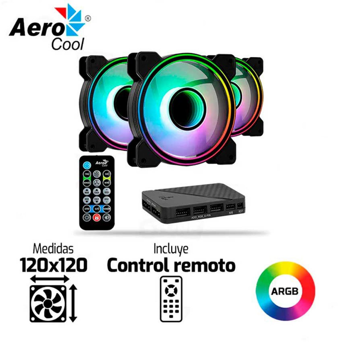 AEROCOOL - Cooler Para Case AEROCOOL MIRAGE 12 PRO 3 EN 1 120MM ARGB