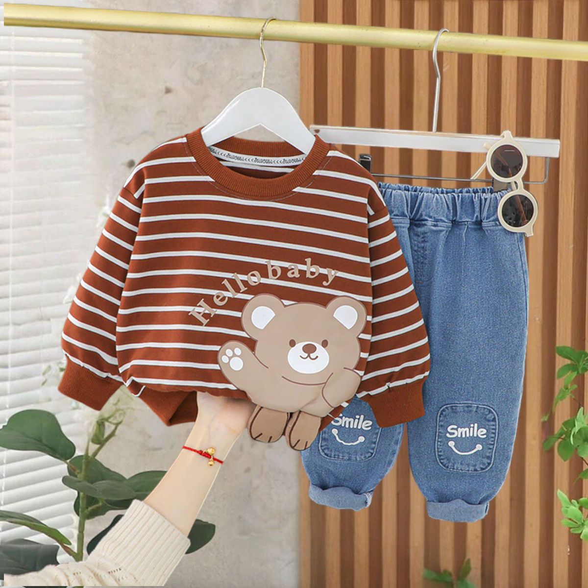 GENERICO - ROPA DE NIÑO MODELO OSITO PANTALON + POLO MANGA LARGA