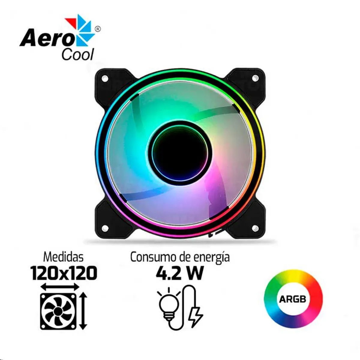 AEROCOOL - Cooler Para Case AEROCOOL MIRAGE 12 120MM ARGB