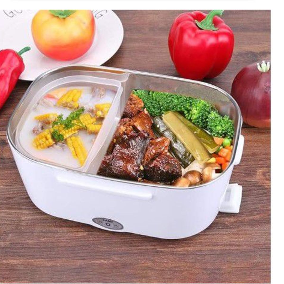 GENERICO - Fiambrera eléctrica portátil auto y casa doble