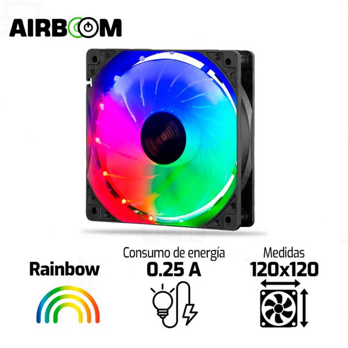 AIRBOOM - Cooler Para Case AIRBOOM TURBINE AB-125 120MM RAINBOW