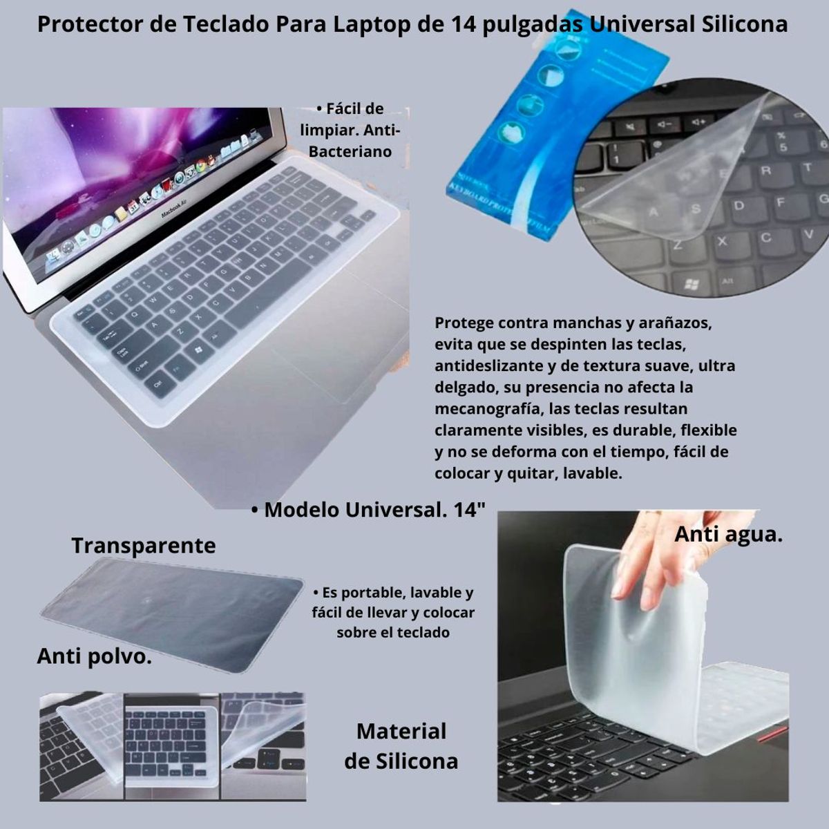 GENERICO - Protector de Teclado Laptop 14 Universal
