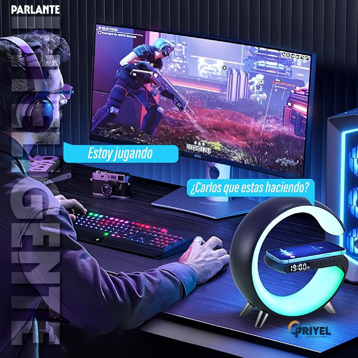 GENERICO - Lampara, Parlante y Cargador Led Inteligente de Alta Gama 7 en 1