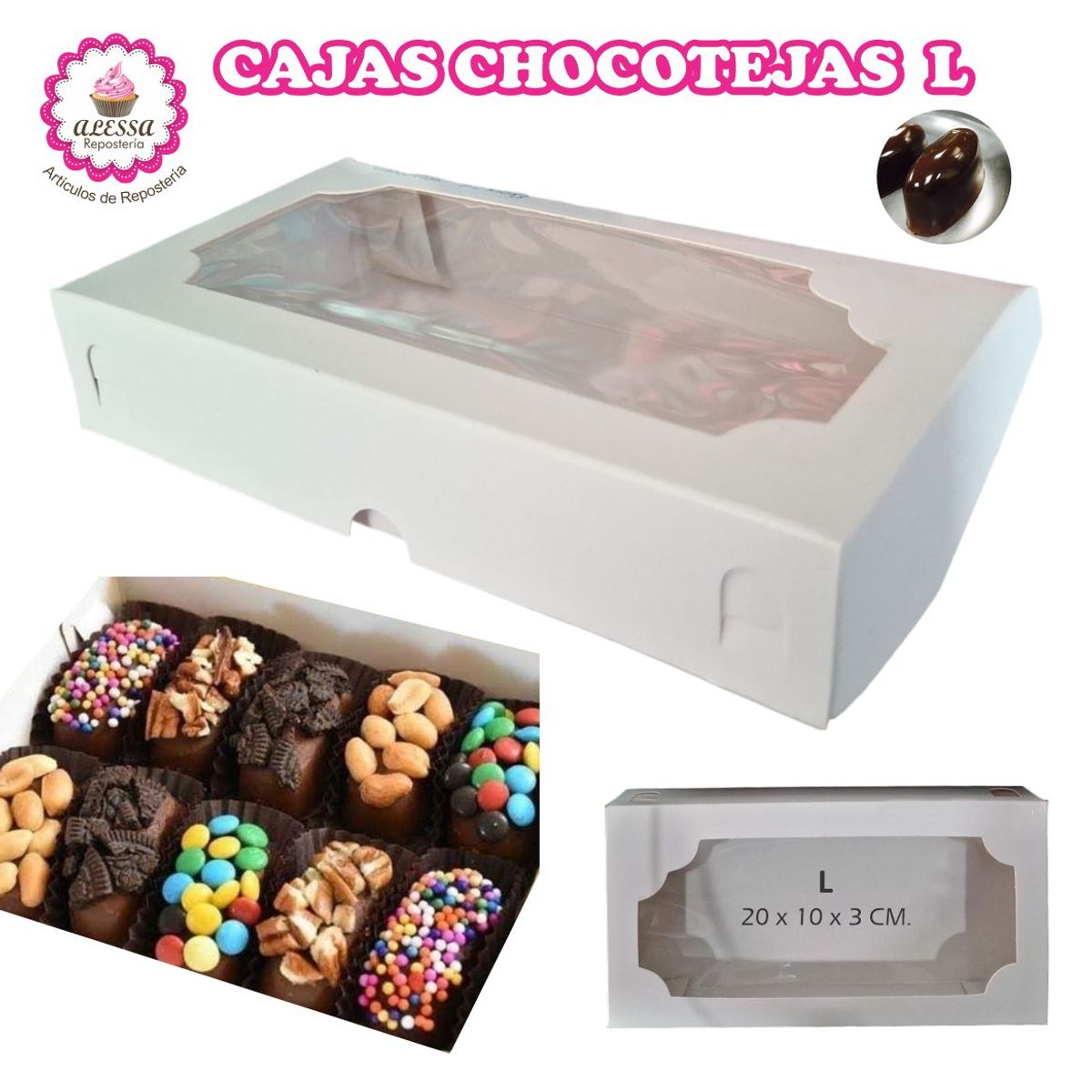 GENERICO - 100 Cajas para Chocoteja L en Repostería