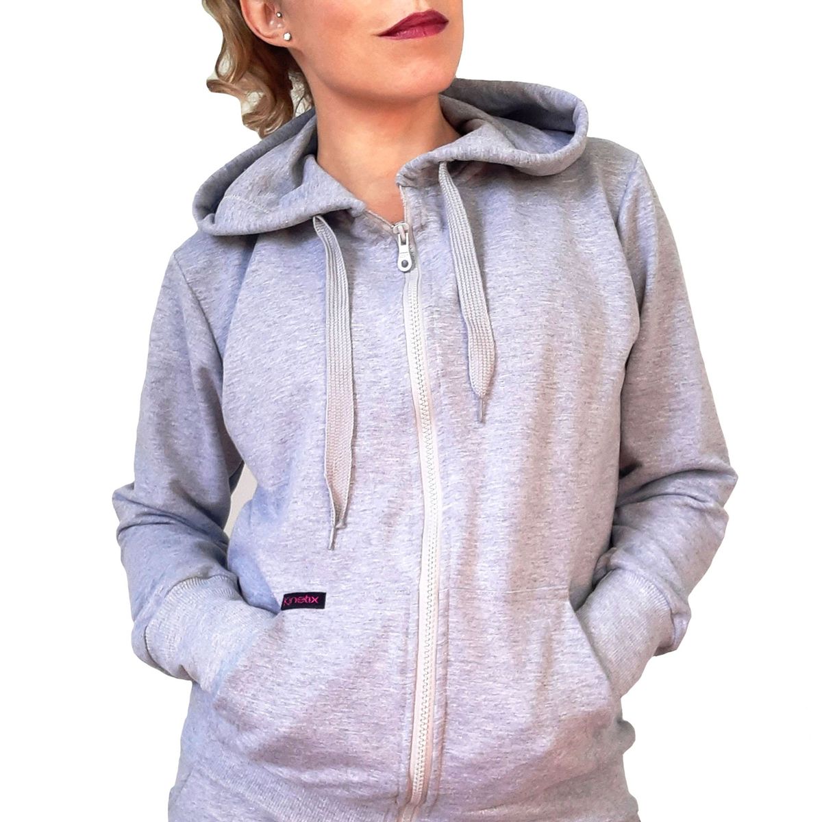 KINETIX - Casaca Kinetix Basic Hoodie Algodón Gris Mujer