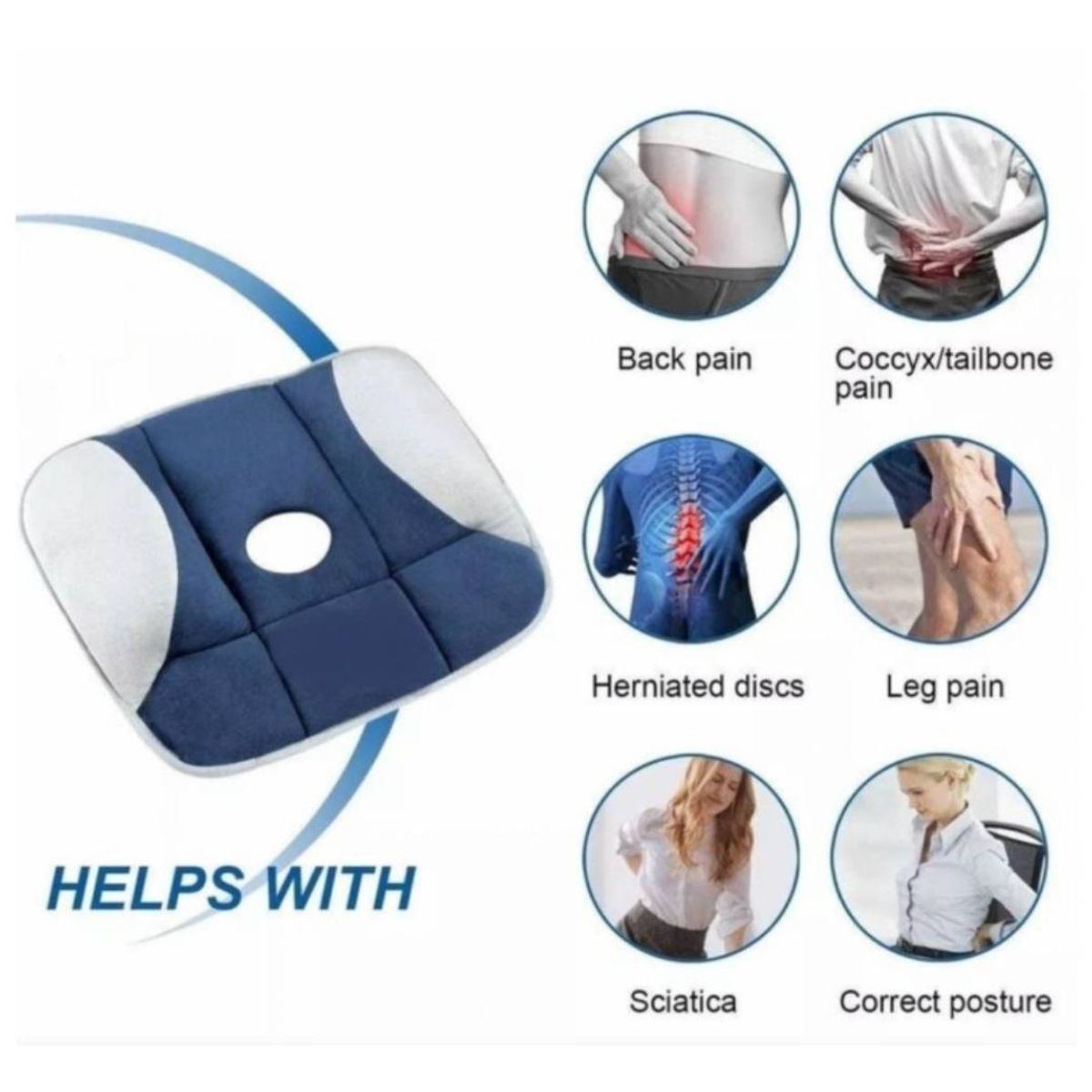 GENERICO - Cojín de Asiento Corrige Postura Alinea Pelvis y Columna