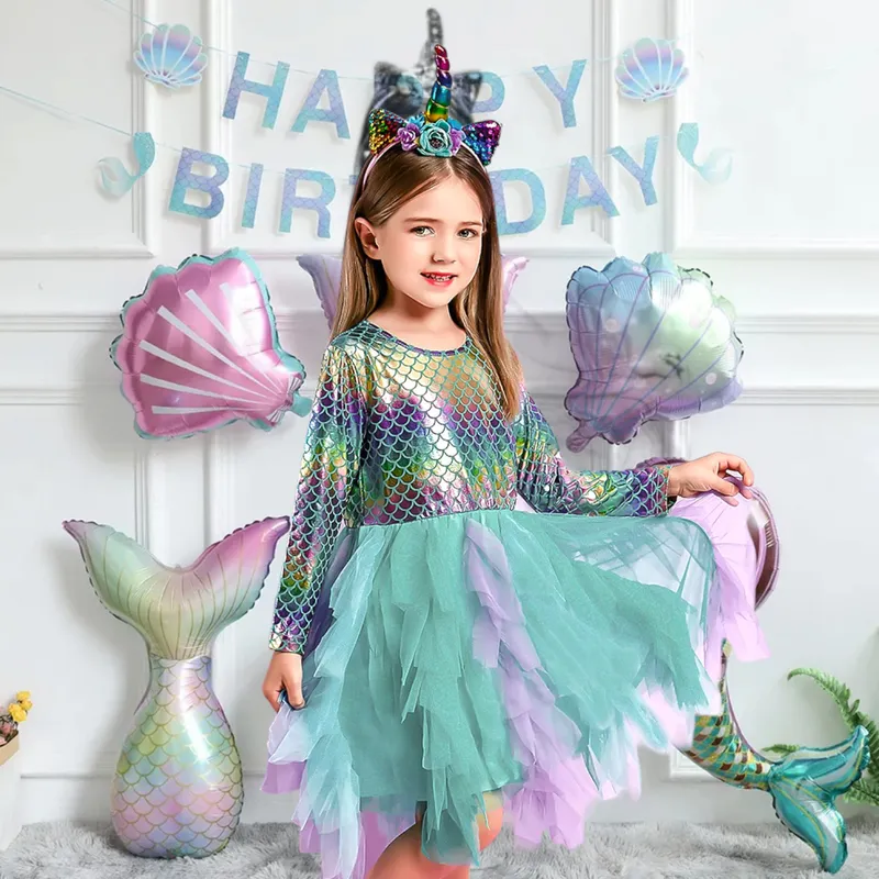 GENERICO - Vestido de Niña Sirena - Ariel Elegante