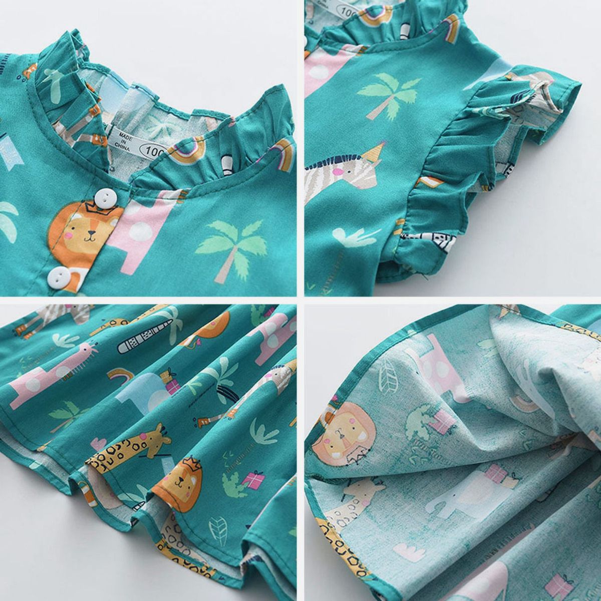 GENERICO - Vestido de Niña Bebe Safari Dinosaurio Verde