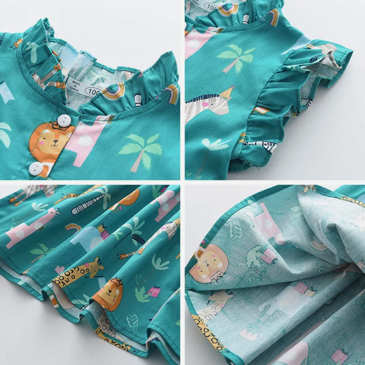 GENERICO - Vestido de Niña Bebe Safari Dinosaurio Verde