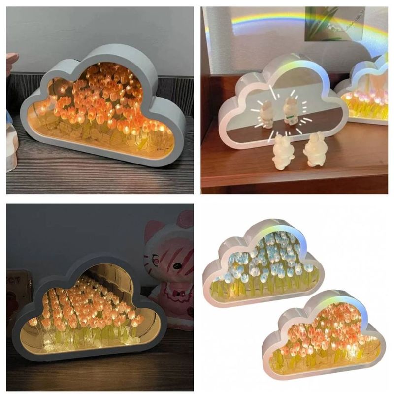 GENERICO - Lámpara de Tulipanes Infinitos 2 en 1 Lámpara y Espejo