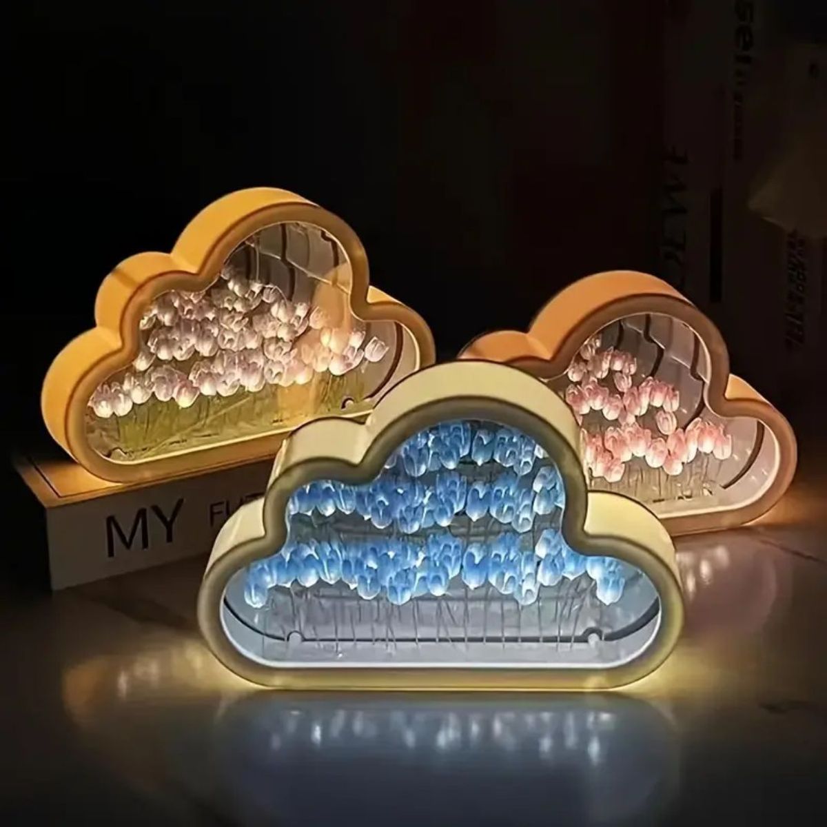 GENERICO - Lámpara de Tulipanes Infinitos 2 en 1 Lámpara y Espejo