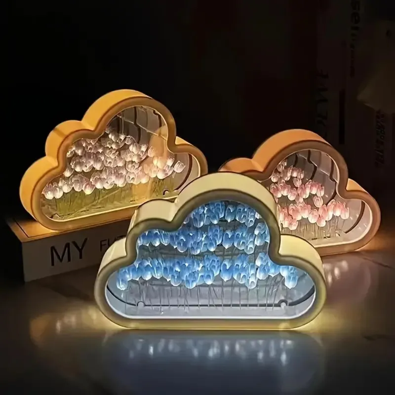 GENERICO - Lámpara de Tulipanes Infinitos 2 en 1 Lámpara y Espejo