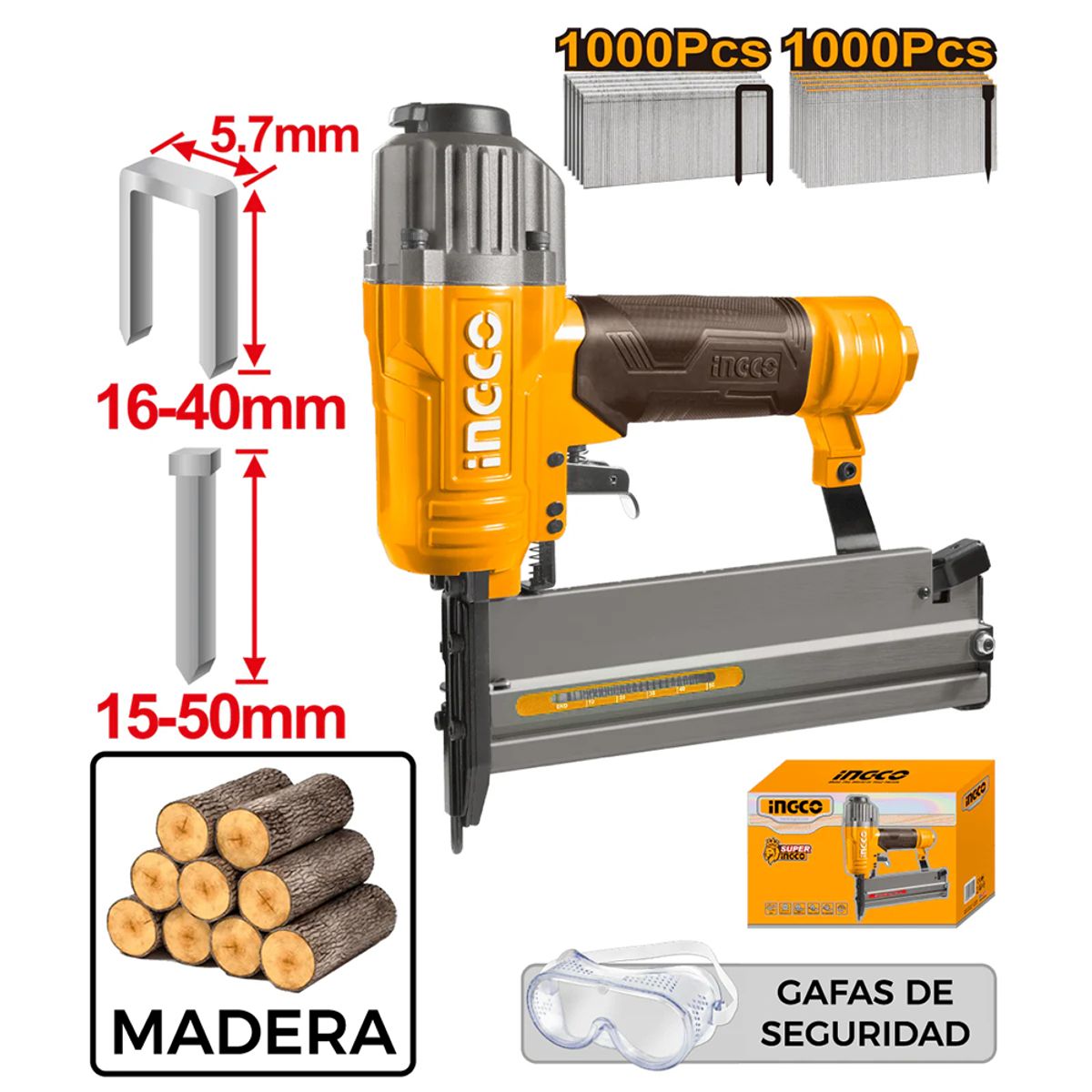 INGCO TOOLS - Clavadora Engrapadora Neumática Ingco 100PSI ACN50401