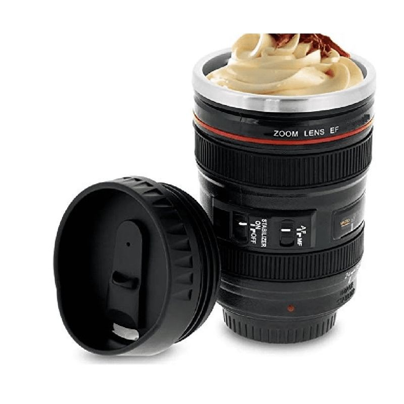 OTTOWARE - Taza Mug Lente Cámara Fotográfico Con Galletera  Negro