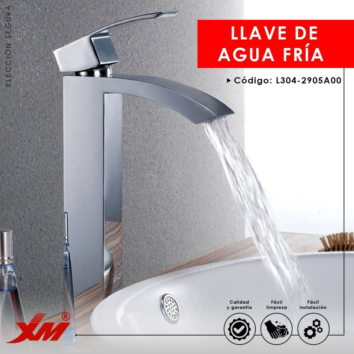 GENERICO - Llave de agua fría Cromado Acero Inoxidable