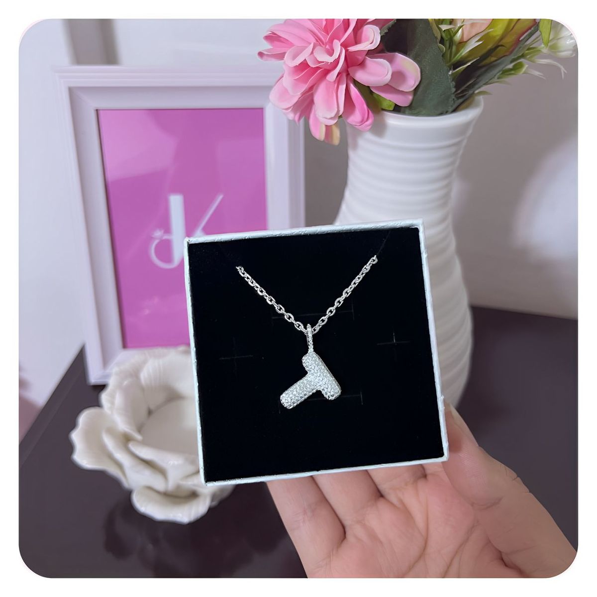 GENERICO - Collar Mujer Inicial Letra T Zircón Blanco Joya Plata 925