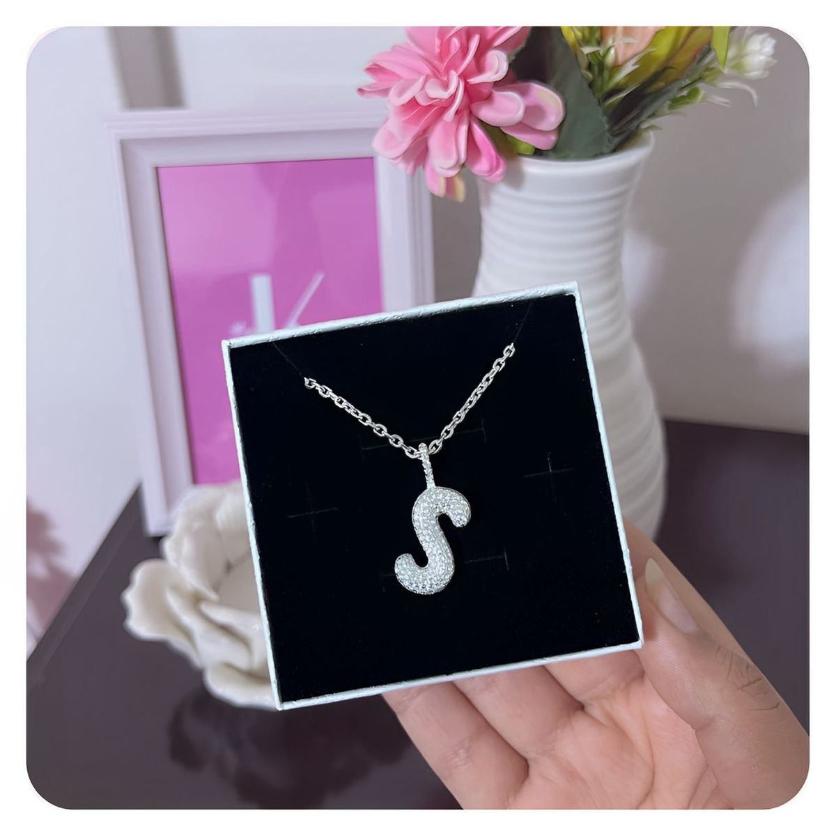 GENERICO - Collar Mujer Inicial Letra S Zircón Blanco Joya Plata 925