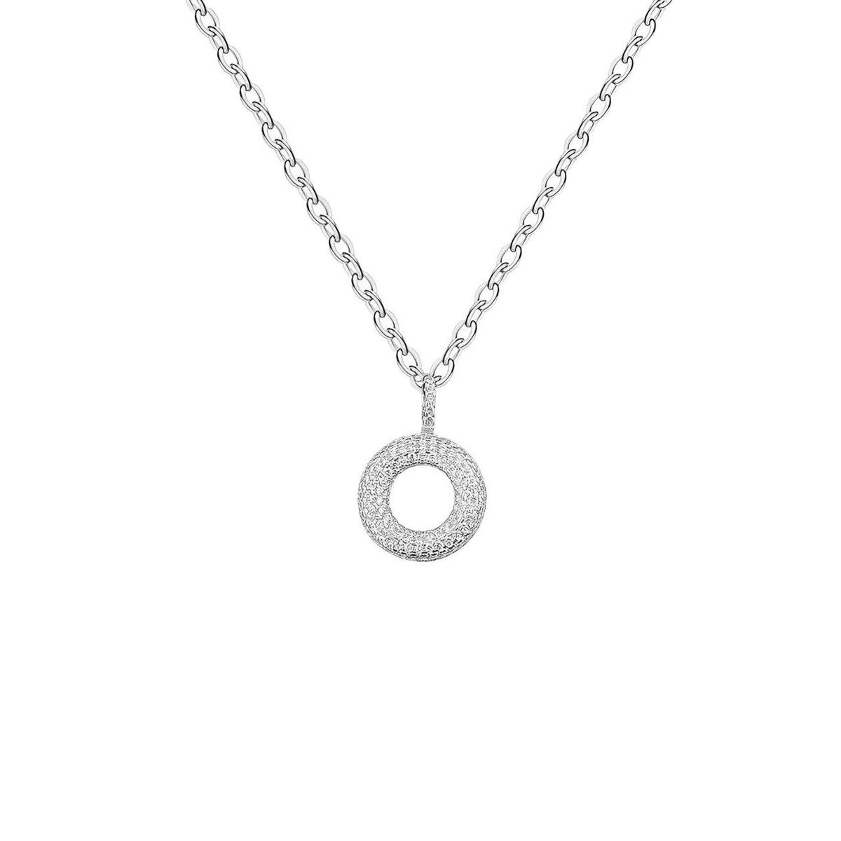 GENERICO - Collar Mujer Inicial Letra O Zircón Blanco Joya Plata 925