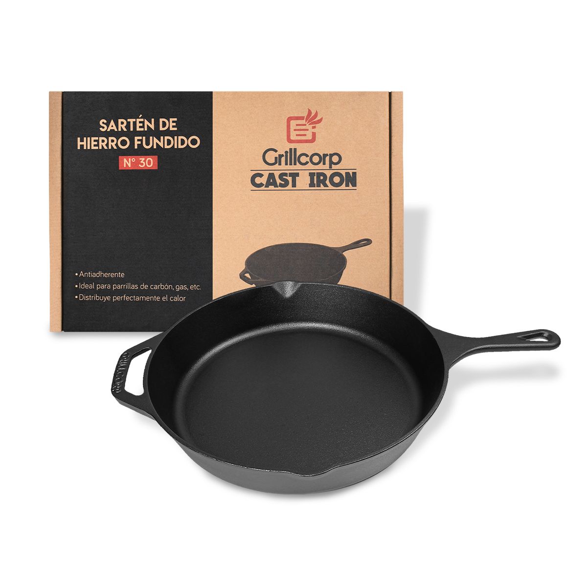 GRILLCORP - Sartén de Hierro Fundido N°30 cms