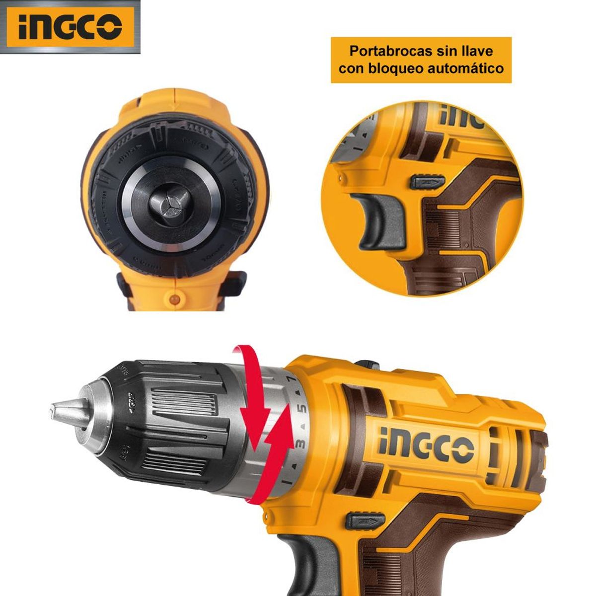 INGCO TOOLS - Taladro Atornillador Ingco 20V + 2 Baterías + Accesorios CDLI200528
