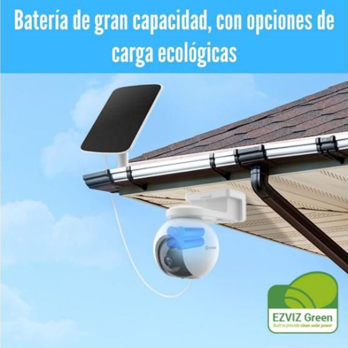 EZVIZ - CÁMARA EZVIZ EB8 4G CHIP 2K RECARGABLE + PANEL SOLAR EXTERIORES