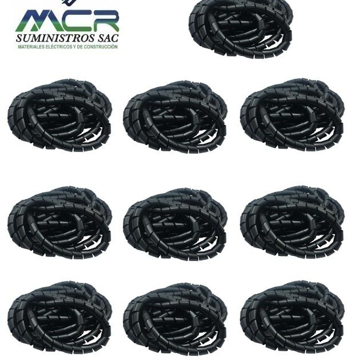 GENERICO - ESPIRAL PROTECTOR DE CABLE 8MM CON 10M DE LARGO 10UNIDADES NEGRO