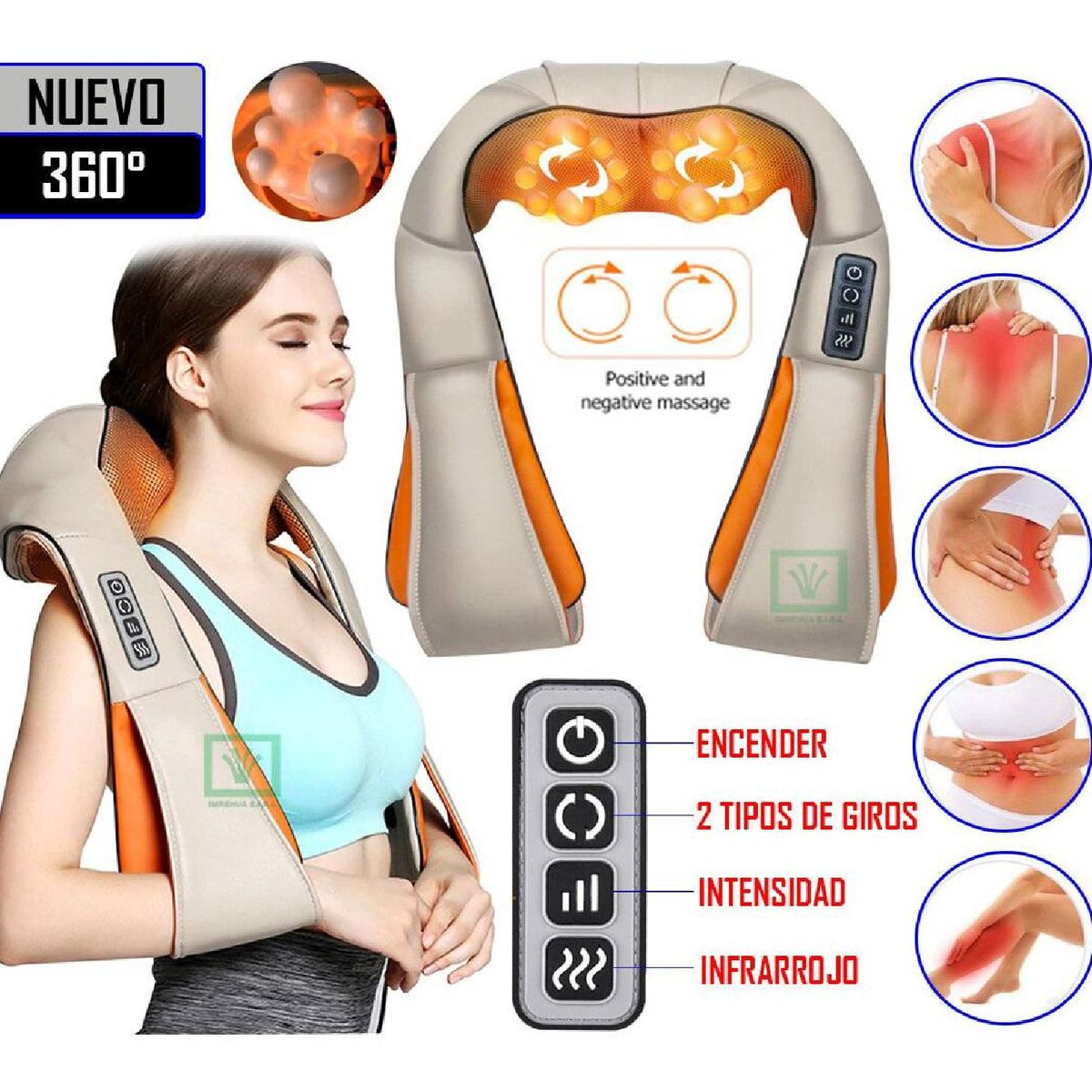 GENERICO - MASAJEADOR ELECTRICO CUELLO HOMBRO ESPALDA SHIATSU INFRAROJO