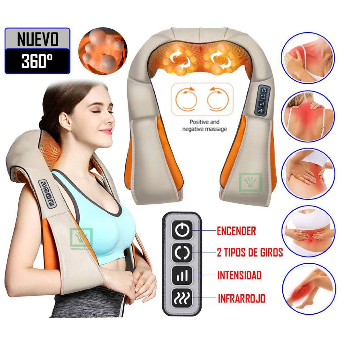GENERICO - MASAJEADOR ELECTRICO CUELLO HOMBRO ESPALDA SHIATSU INFRAROJO