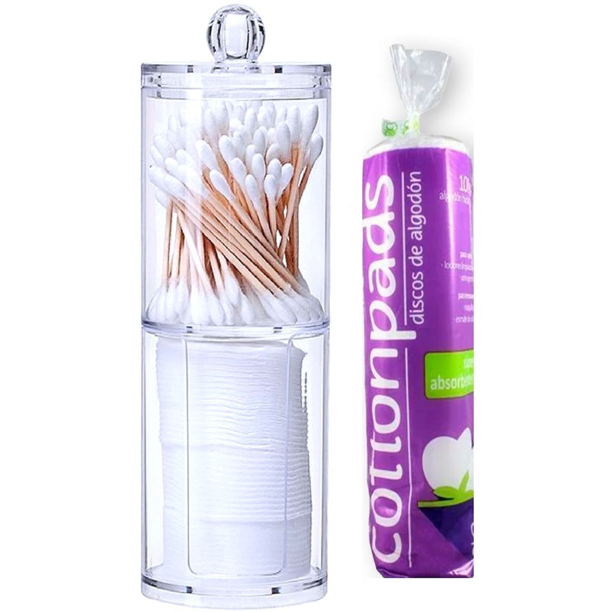 GENERICO - Organizador Acrílico  Dispensador algodón e hisopos más algodón