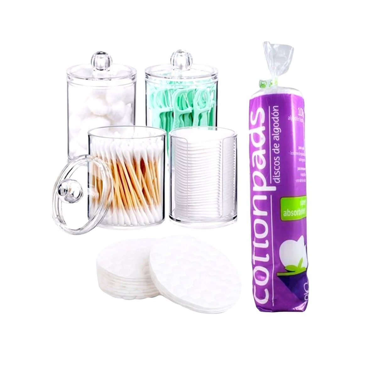 GENERICO - Organizador Acrílico  Dispensador algodón e hisopos más algodón