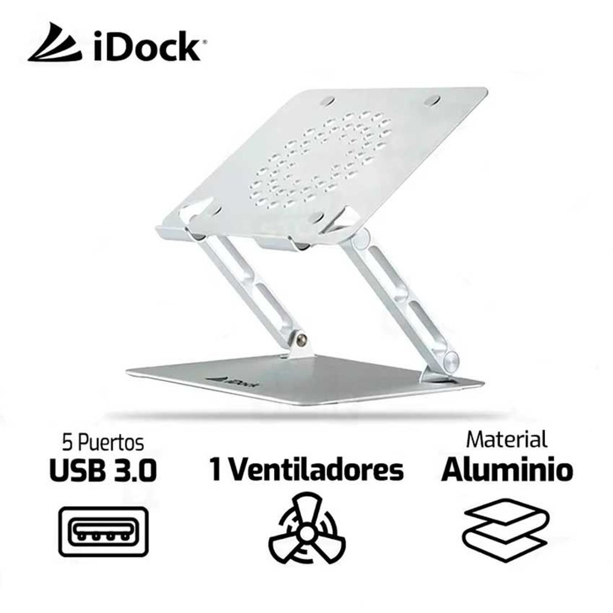 IDOCK - Cooler Para Laptop IDOCK DIAMOND I50 3.0 1 Ventilador Aluminio Negro