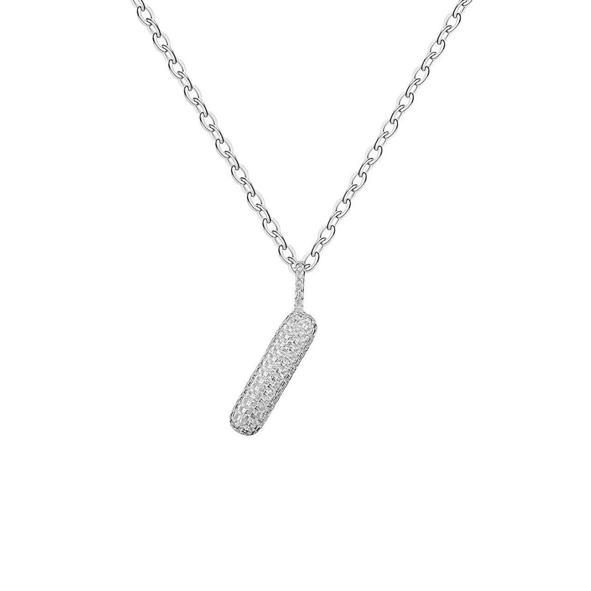 GENERICO - Collar Hombre Inicial Letra I Zircón Blanco Joya Plata 925