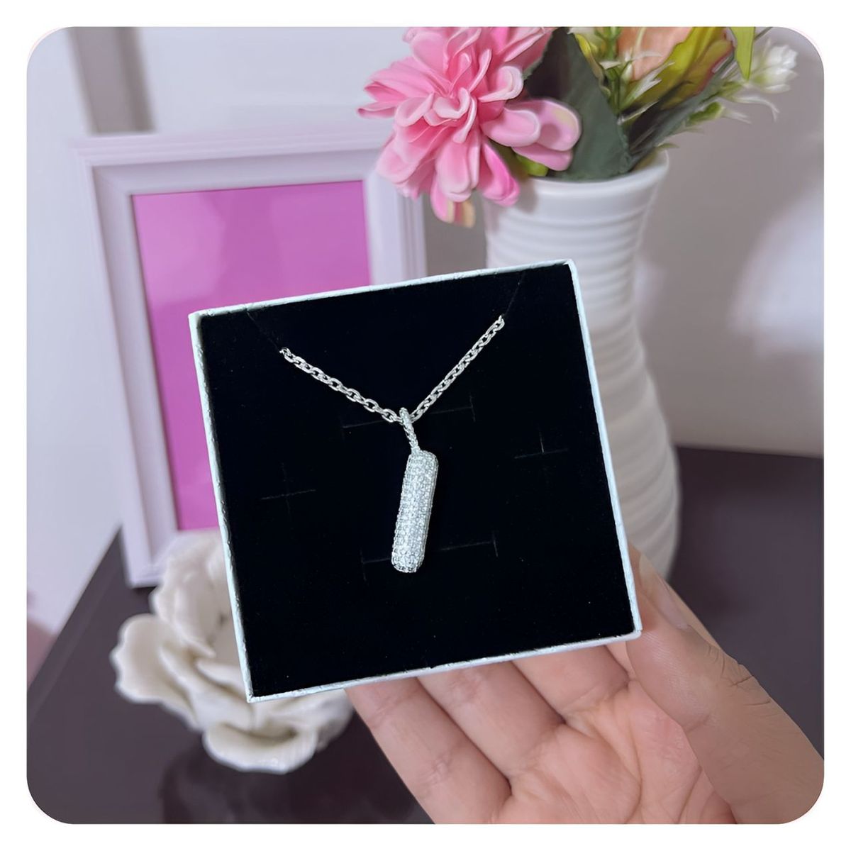 GENERICO - Collar Hombre Inicial Letra I Zircón Blanco Joya Plata 925