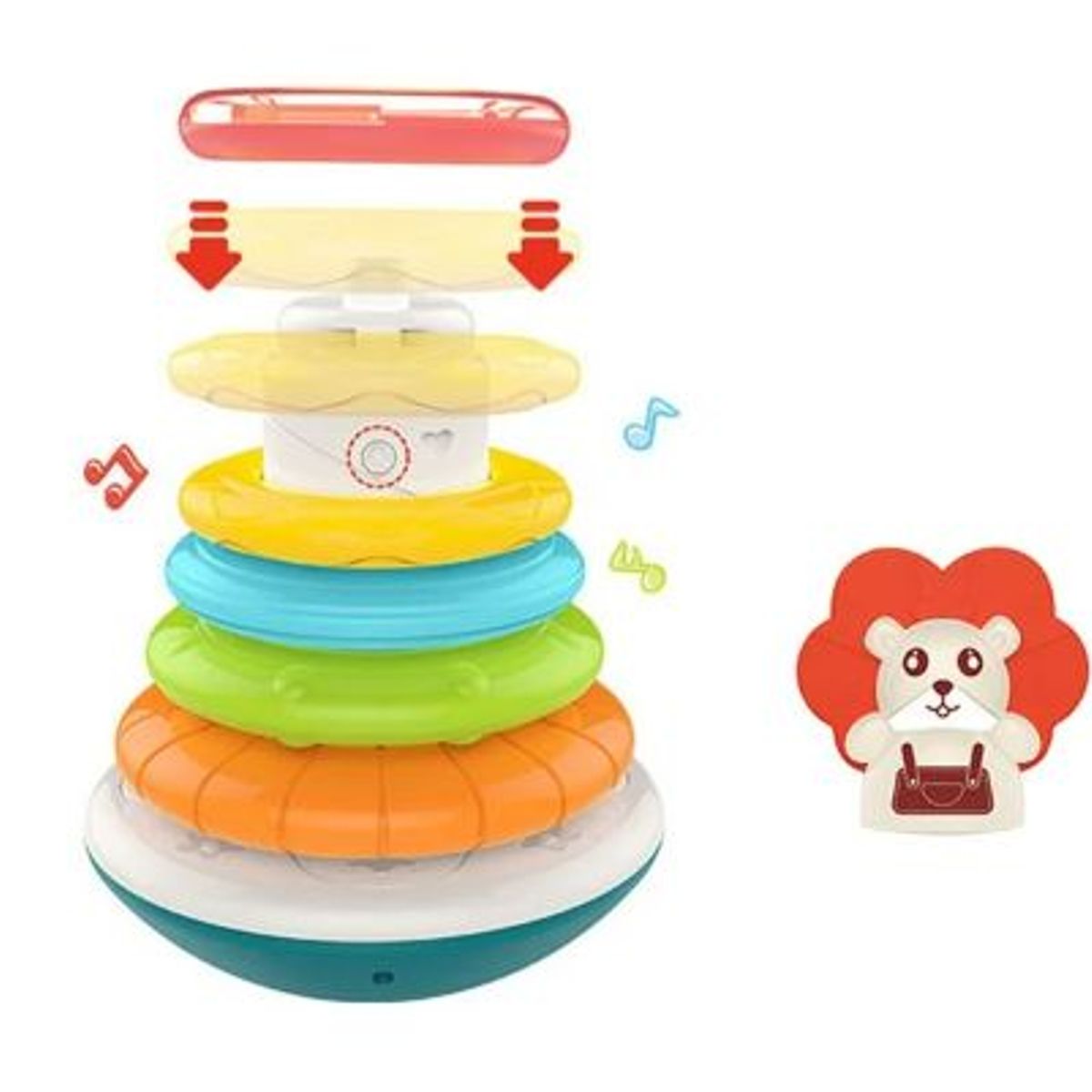 HUANGER - SET DE ANILLOS DE APILAMIENTO MUSICAL EN FORMA DE LEON