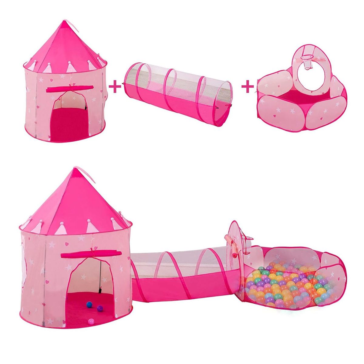 GENERICO - Carpa Castillo Juegos Túnel y Piscina de Pelotas para Niños