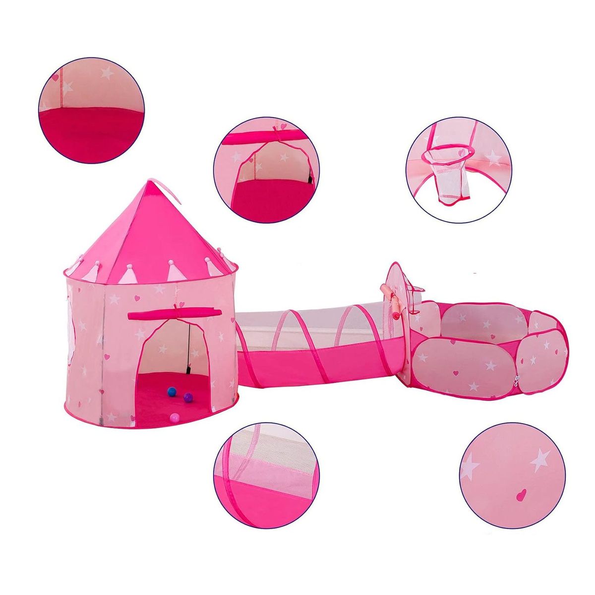 GENERICO - Carpa Castillo Juegos Túnel y Piscina de Pelotas para Niños