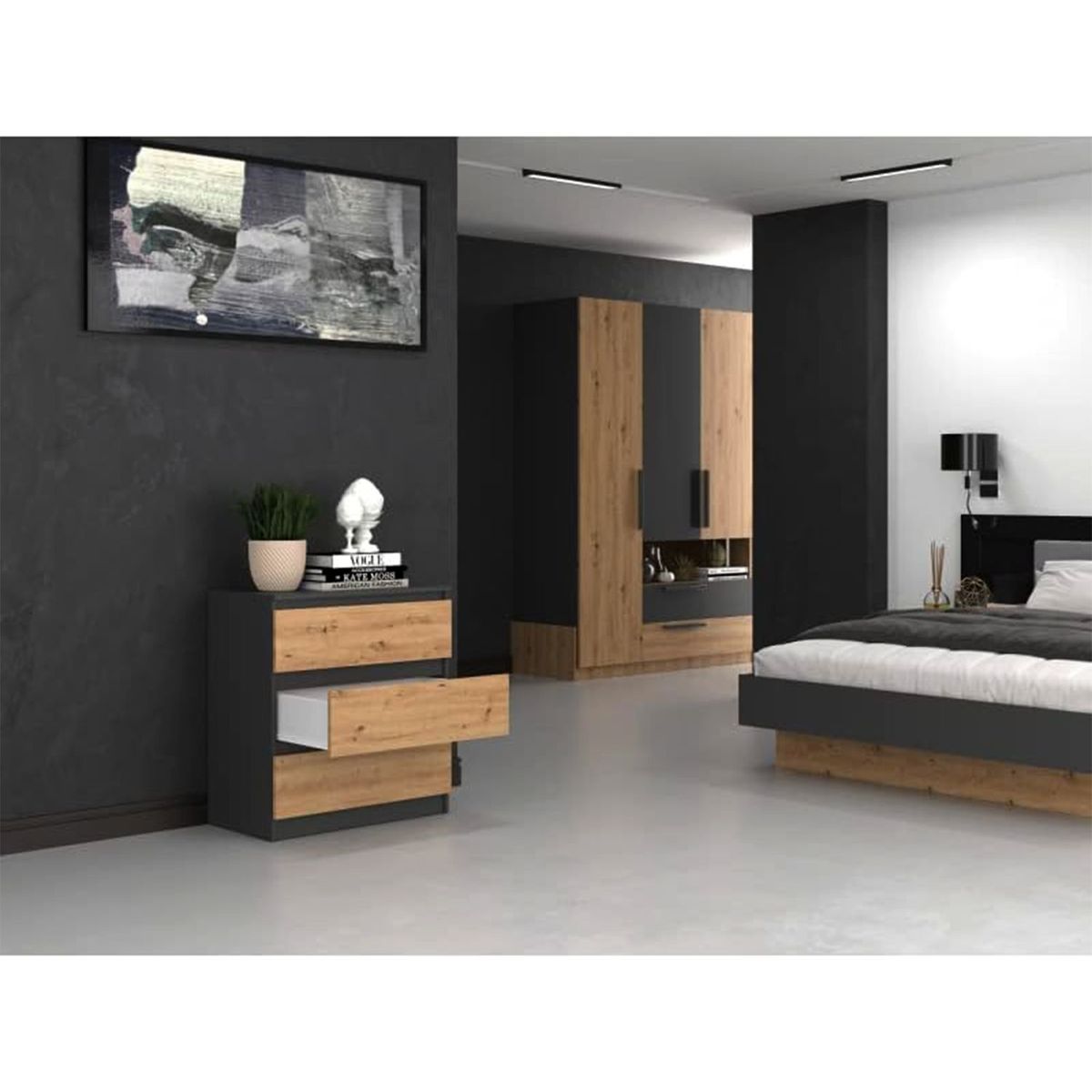 DIBA MUEBLES - Comoda Kang 3Cajones  Blanco DIBA Muebles