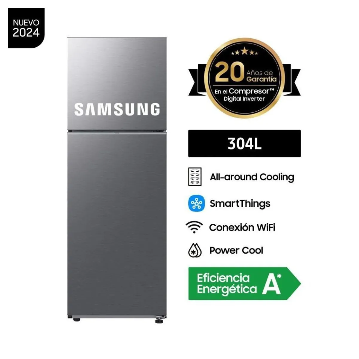 SAMSUNG - Refrigeradora Samsung 304 Litros All Around Cooling RT31DG5120S9PE