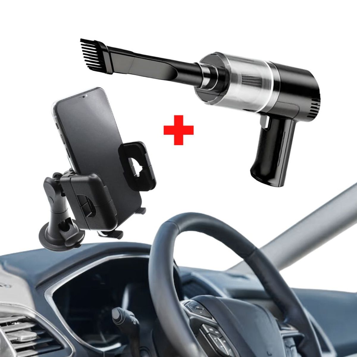 INSPIRA - Kit CleanTech Aspiradora de Mano con Soporte para Celular 360°