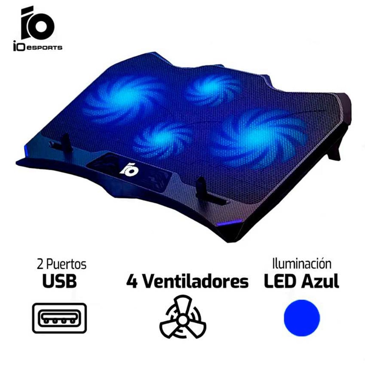 IO ESPORTS - Cooler Para Laptop IO ESPORTS ARCTIC 4 Ventiladores Azul