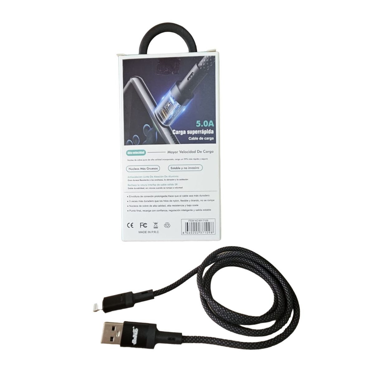 GENERICO - CABLE TRENZADO PARA IPHONE CARGA RAPIDA