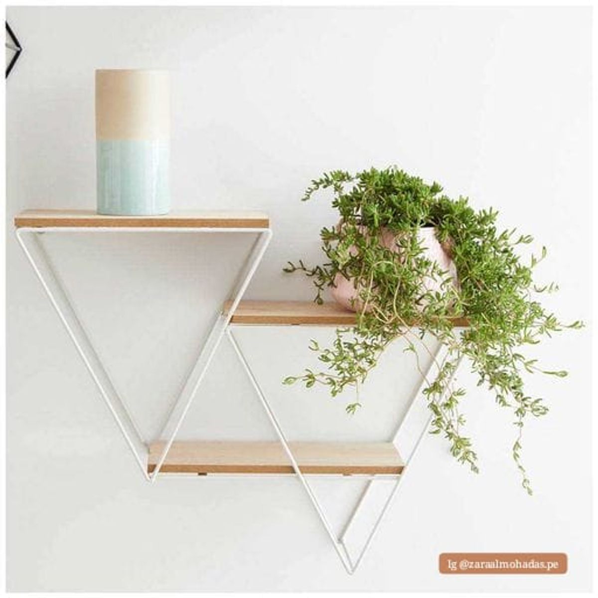 GENERICO - Estante Decorativo de Madera y Metal Estante de Pared 3 niveles Blanco