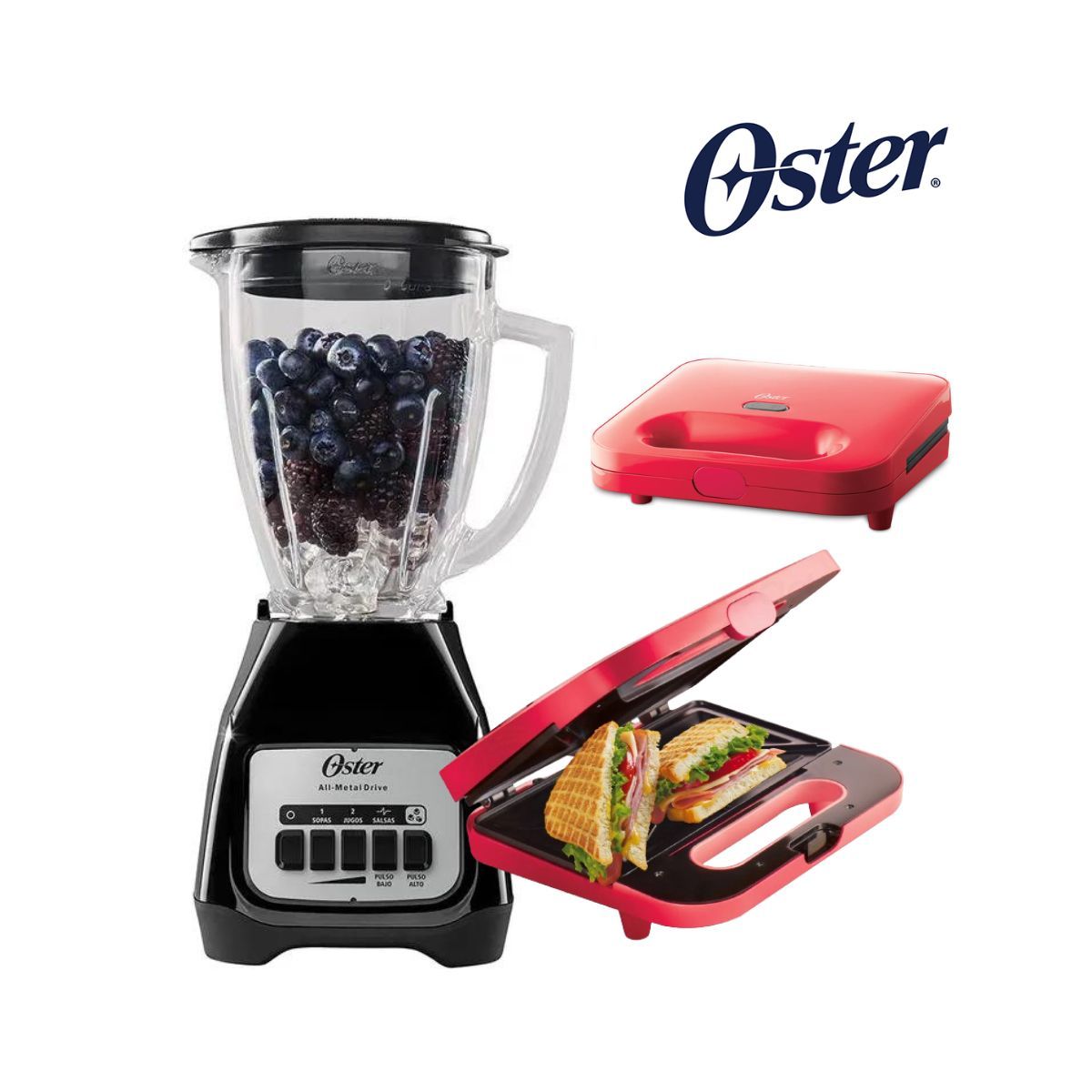 OSTER - Sandwichera CKSTSM2885M + Licuadora BLSTKAGBPB