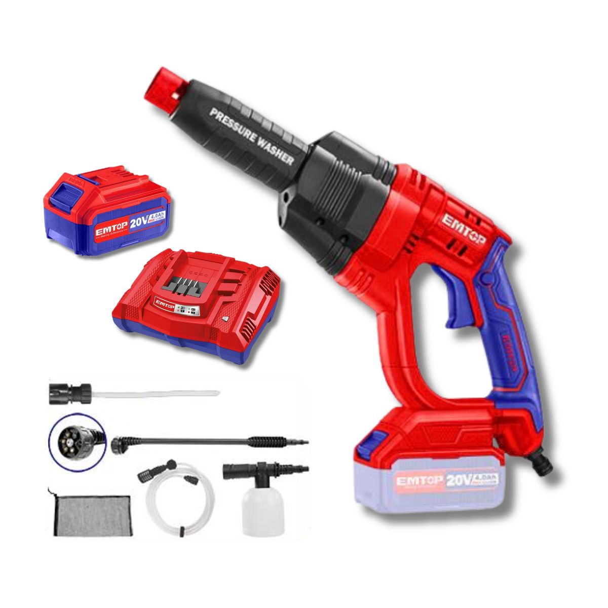 EMTOP - Hidrolavadora inalambrica + bateria 4ah y cargador Emtop