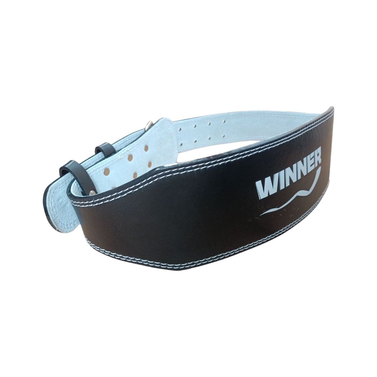 WINNER - Cinturon Correa De Cuero Levantamiento De Peso Negro Talla L