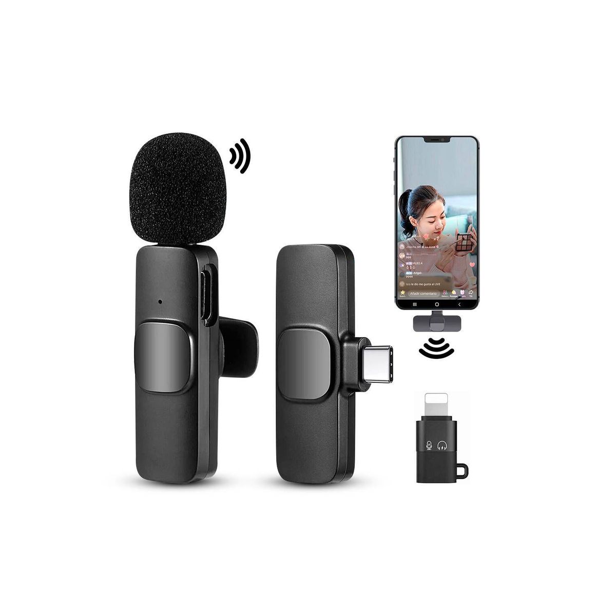 GENERICO - MICROFONO INALAMBRICO K8 COMPATIBLE PARA IPHONE ANDROID TIPO C