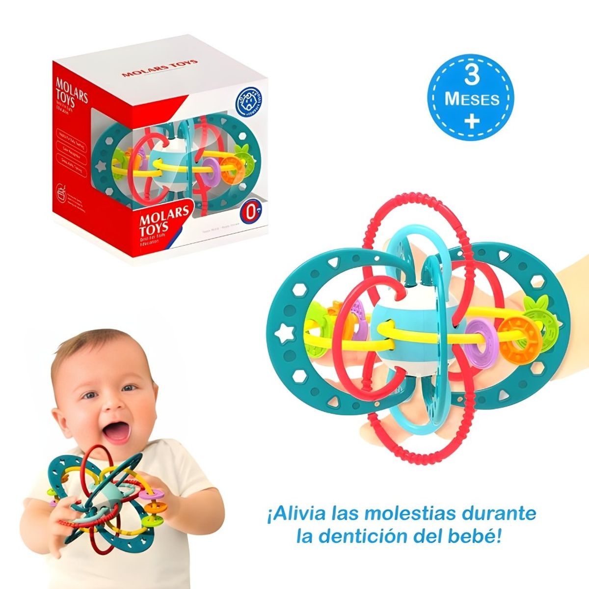 HUANGER - Juguete Mordedor Sonajero para la Dentición de Bebés Azul