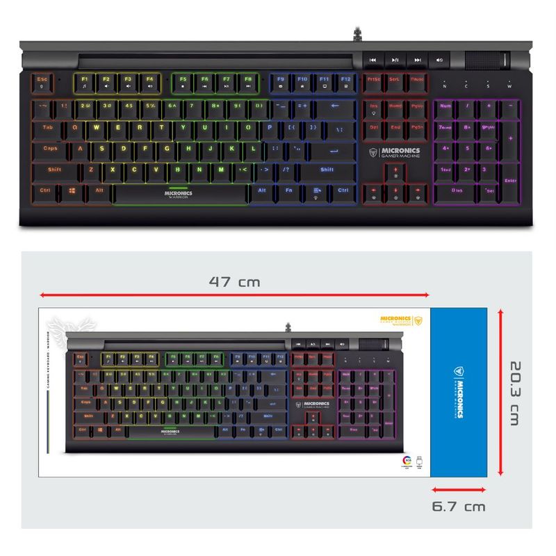 MICRONICS - TECLADO GAMER MECANICO RGB USB WARRIOR MIC GK1000 MICRONICS