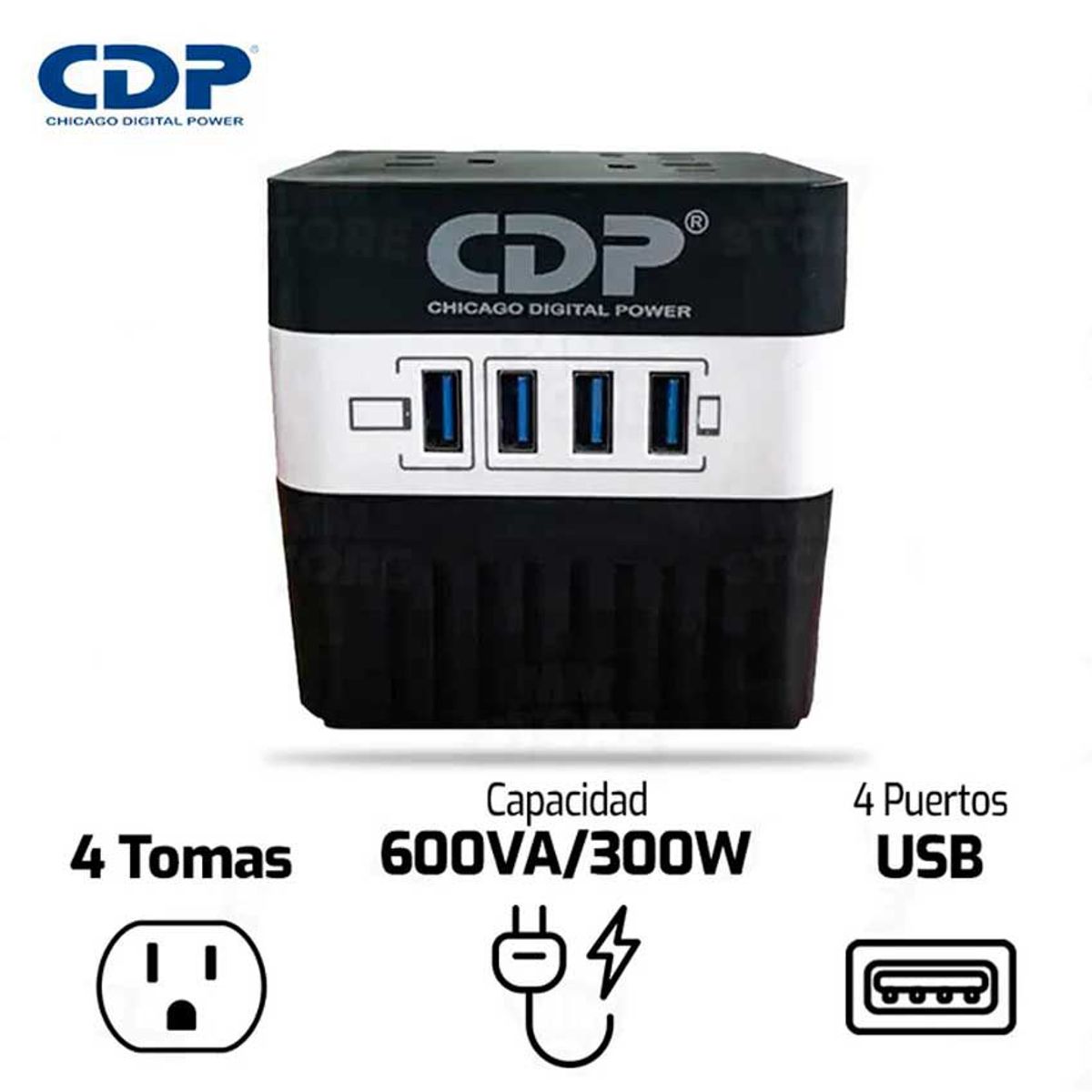 CDP - Estabilizador CDP RU-AVR604I 600VA/300W 4 TOMAS - 4 USB